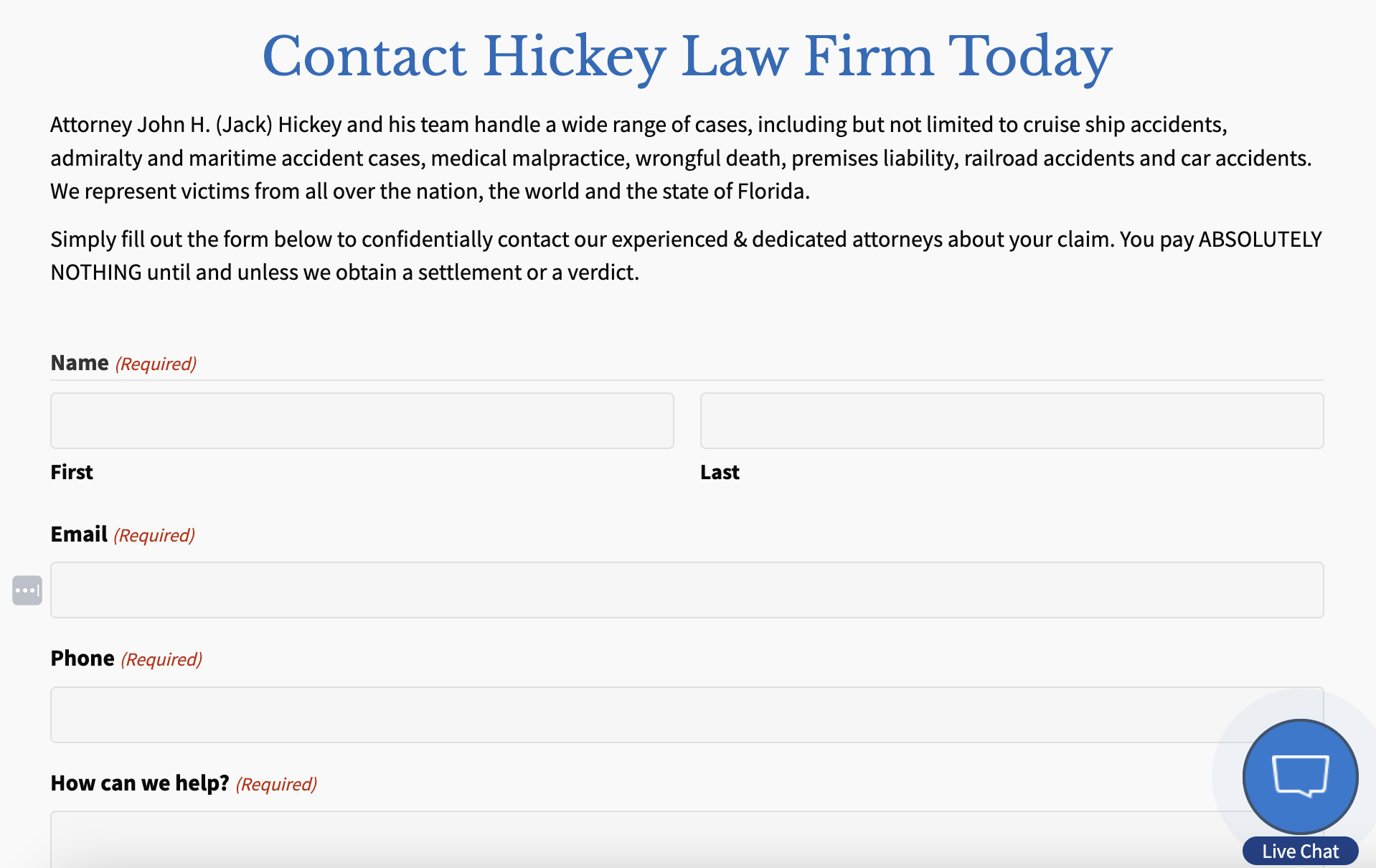 personal injury intake form